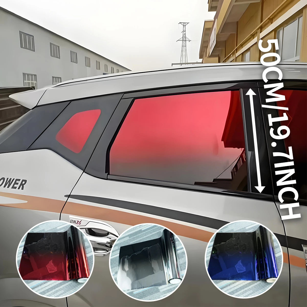 1/3M car windshield color change film installed on side window showing gradient UV protection and heat insulation.
