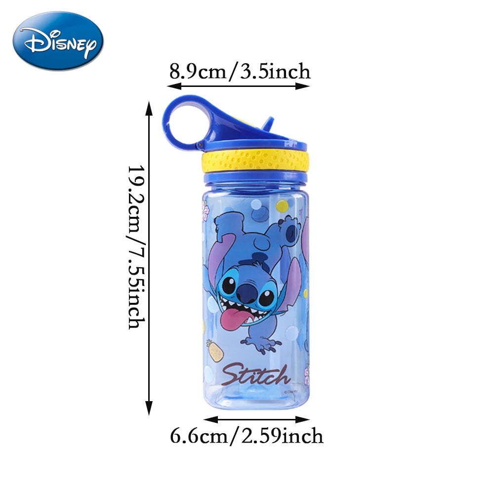 Disney Stitch Portable Water Cup Reusable Travel Tumbler Cute Cartoon Drinking Cup Leakproof Lightweight Drinkware School Gift