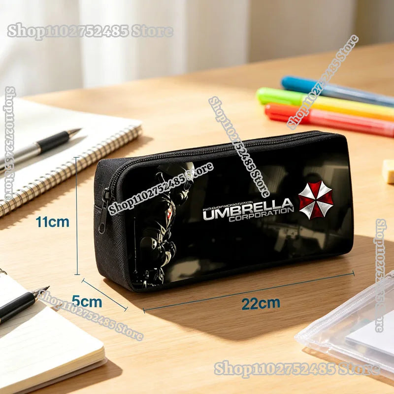 Cartoon Figure Resident Evil Print Pencilcase Kids Back To School Pencilbag Umbrella Corporation Stationary Storage Pouch Gifts