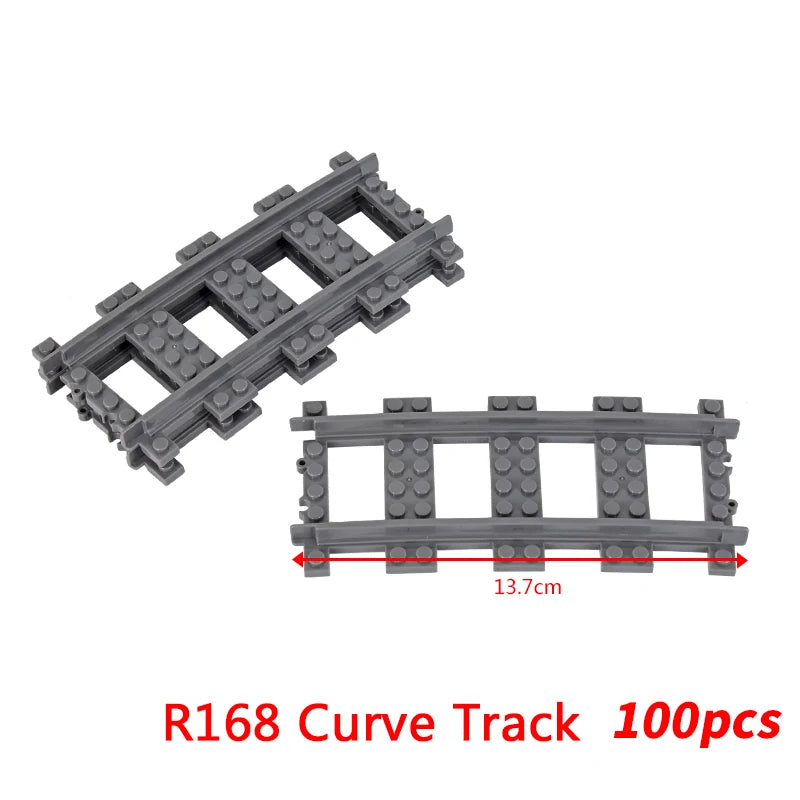 MOC City Bricks Train Flexible Construction Parts Railway Curve Track Building Blocks Model Accessories Compatible with 53401
