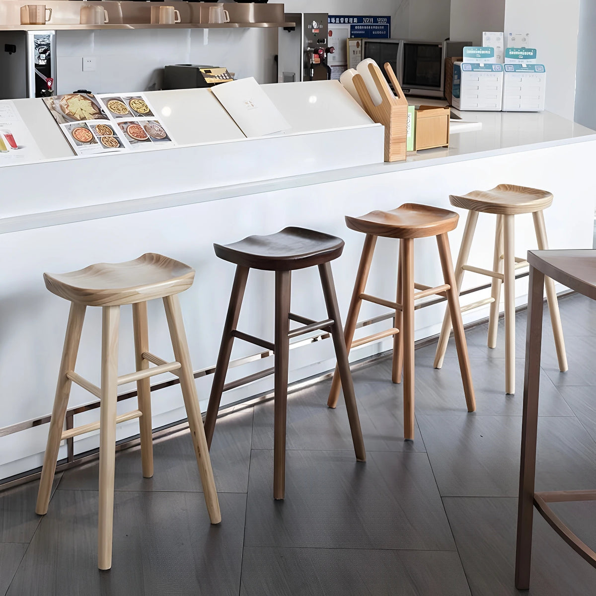 Nordic Bar Chair, Bar Stool, Solid Wood Home Chair, High Stool, Mobile Phone Store Stool, Modern Minimalist Bar Chair, Bar Stool
