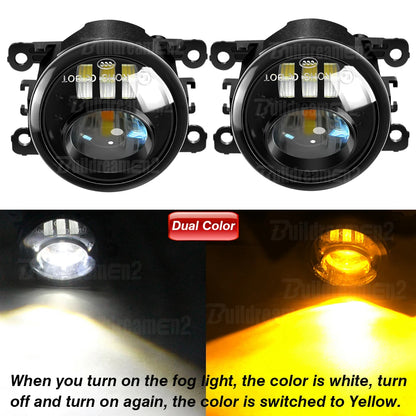 2 Pieces 90MM Round Car Left + Right LED Lens Fog Light Assembly DRL 30W 3000LM For Porsche Macan (95B) 2014 2015 2016 2017 2018