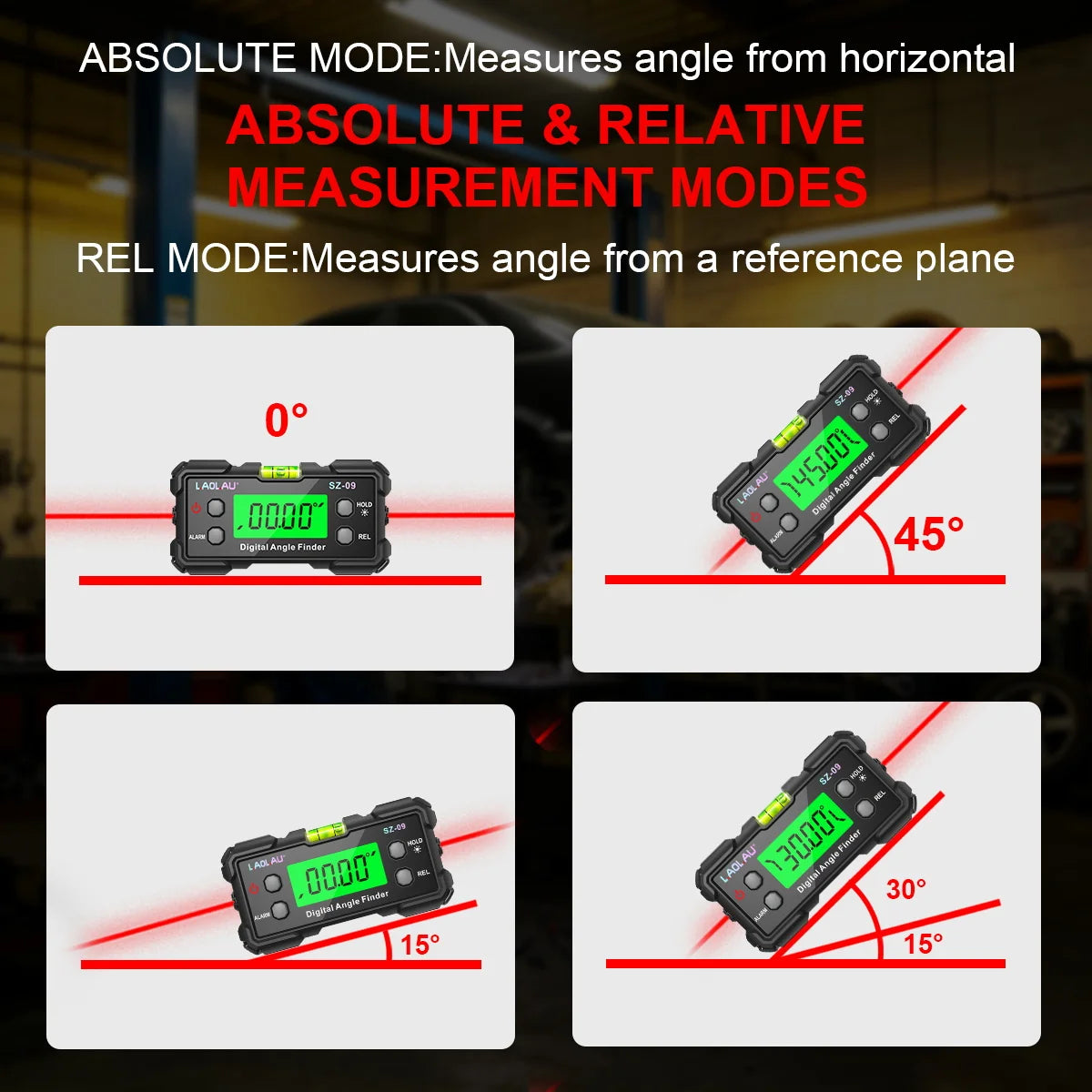 Digital Laser Angle Gauge USB Rechargeable High Precision Inclinometer & Level Box with Dual-Side Laser Lines Magnetic DIY Tools