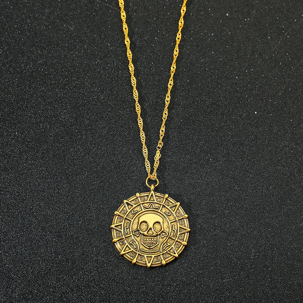 Pirates of the Caribbean Jack Sparrow Aztec Skeleton Skull Heads Toy Coin Medallion Cosplay Prop- Vintage Items