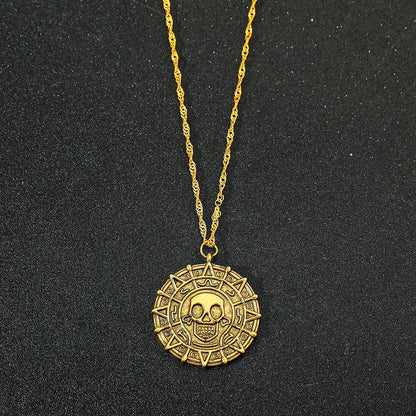 Pirates of the Caribbean Jack Sparrow Aztec Skeleton Skull Heads Toy Coin Medallion Cosplay Prop- Vintage Items