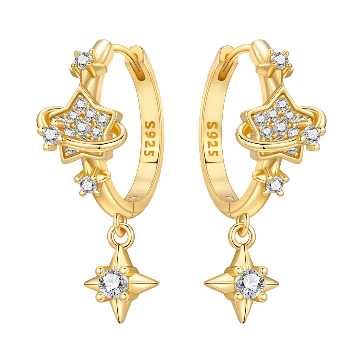 Original 925 Sterling Silver Planet Starlight Earrings Fashion 18K Gold Hoop Earring for Women Piercing Jewelry Aretes Gifts