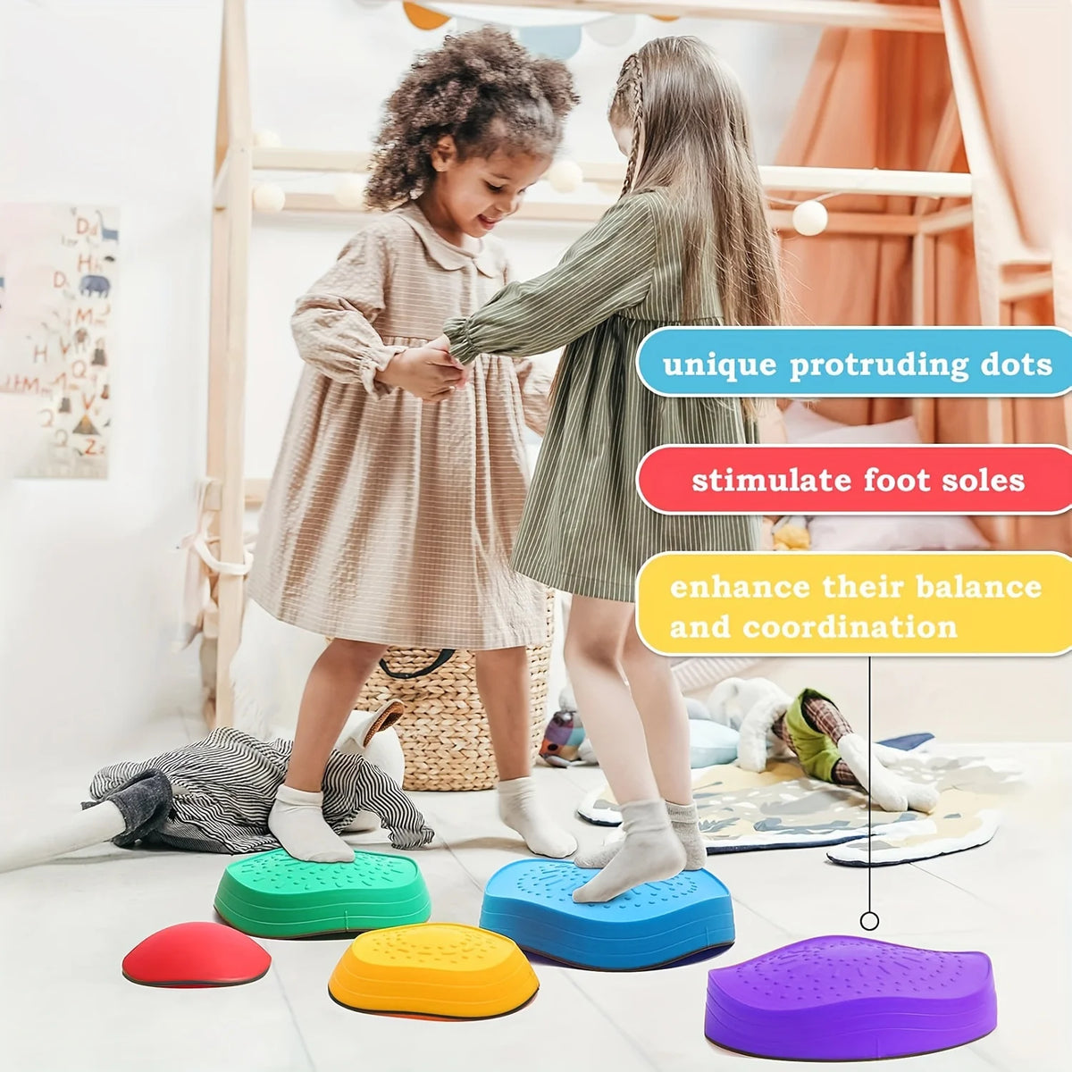 5Pcs/set Balance Stepping Stones Toys Kids Trampling Stone Montessori Toys Tactile Sensing Sports Toys Kids Indoor Outdoor Play