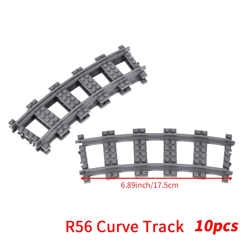 MOC City Bricks Train Flexible Construction Parts Railway Curve Track Building Blocks Model Accessories Compatible with 53401