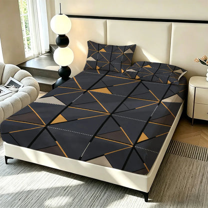 3pcs 100% Polyester Brushed Print Bedding Bedrooms Homes Hotels Soft Bed Sheet Set Without Core 1Bed Sheet 2 Pillowcases