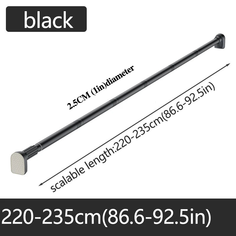 Adjustable Stainless Steel Shower Curtain Rod Clothes Drying Rack No-Drill Telescopic Pole for Laundry Room Bathroom