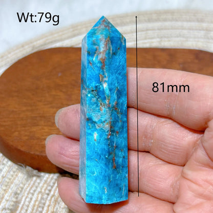Natural Crystal Blue Flashy Apatite Tower Healing Gemstones High Quality Mineral Reiki Ornament Home Decorations Gift