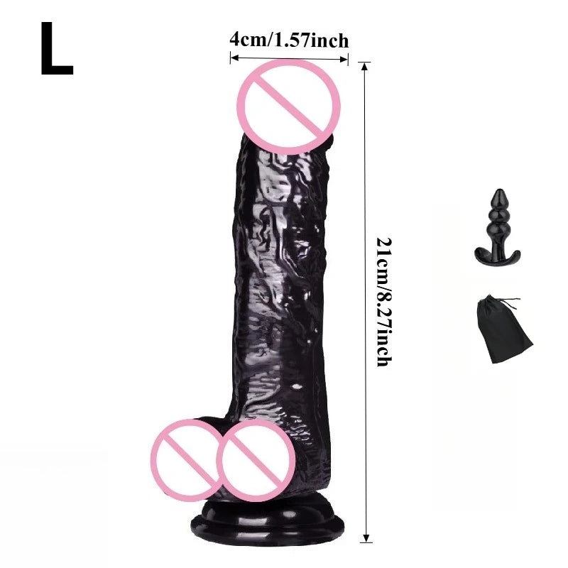 Waterproof  Realistic Black Dildo Masturbators Anal Gay Soft Clitoris Vaginal Massager Penis Suction Cup Dick Sex Toys for Women
