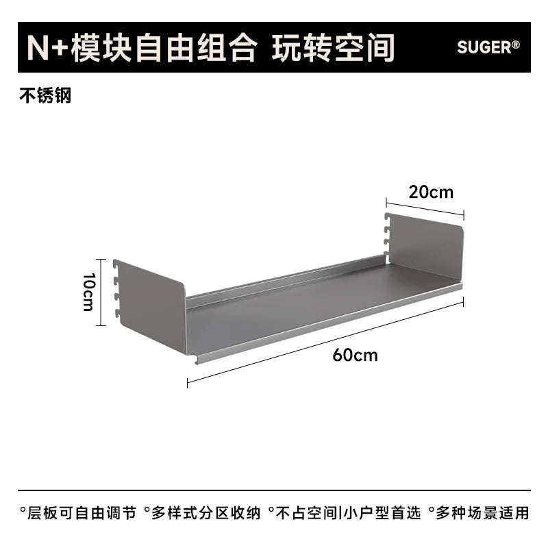 Stainless Steel DIY Bookcase for Living Room Modular Storage Shelf  Space Saving Display Organizer Wall Mounted Showcase System