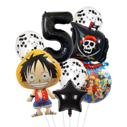 Anime One Piece Aluminum Film Balloons Luffy Shape Foil Balloon Boys Birthday Party Decoration Items