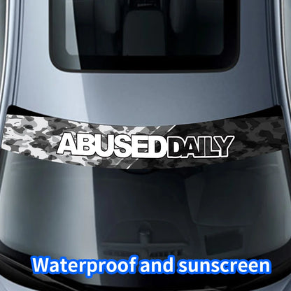 Abuse Daily Car Front and Rear Windshield Stickers Waterproof Sunscreen Windscreen Banner Decal Window Sticker Accessories