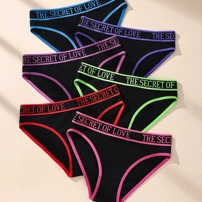 6Pcs Sexy Women Panties Soft Cotton Underpants Black Underwear Girls Briefs Female Breathable Stretch Panty Female Lingerie XS-L