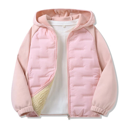 Dubbped Winter Keep Warm Boys Girl Jacket Lined With Velvet Thick Cotton Padded Hooded Coat Kids Children Out The Cold Outerwear