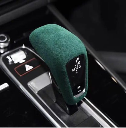 Suede Wrap Car Gear Shift Knob ABS Trim Cover Sticker For Porsche Cayenne 2018 2019 2020 2021 Coupe Turbo S Accessories