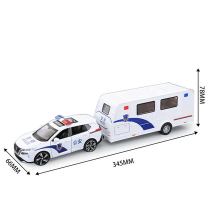 1/32 Alloy Trailer RV Truck Car Model Diecast Metal Recreational Off-road Vehicle Camper Car Model Sound and Light Kids Toy Gift