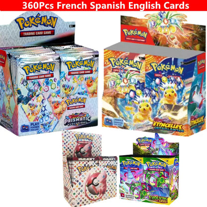 360Pcs English French Spanish Carta Karten Pokem Cards Sun Moon Evolutions Booster Box Collectible Tradiner Card for Child