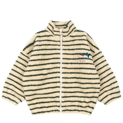 2026 KS Autumn Winter Baby Girls Boys Lambswool Jackets Boys Embroidery Cartoon Outerwear Kids Clothes Children's Coats 1-9Yrs