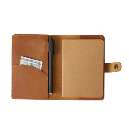 Leather Notebooks Cover for Field Notes, Journal Notepads with Pen Holder for Moleskine Cahier Pocket Notebook (3.5'' x 5.5'')