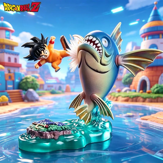 6cm/2.36in Anime Dragon Ball Figure Kick the Shark Son Goku Action Figures PVC Statue Model Collection Toys Gifts