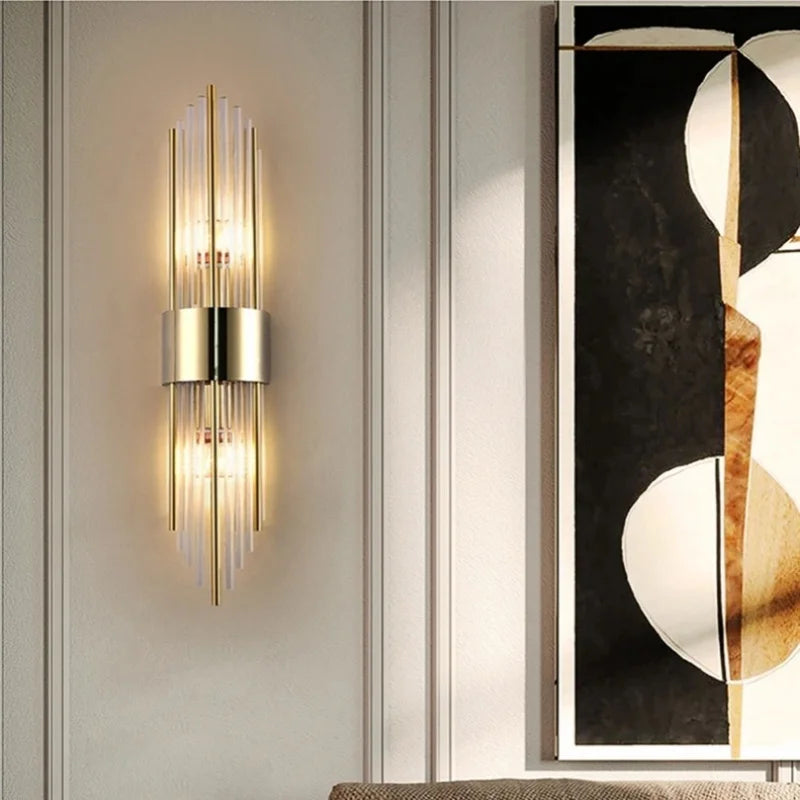 Nordic Luxury Wall Lamp Stainless Steel Black Gold LED Wall Lamp Living Room Stairs Bedroom Bedside Room Decor Lighting Fixtures