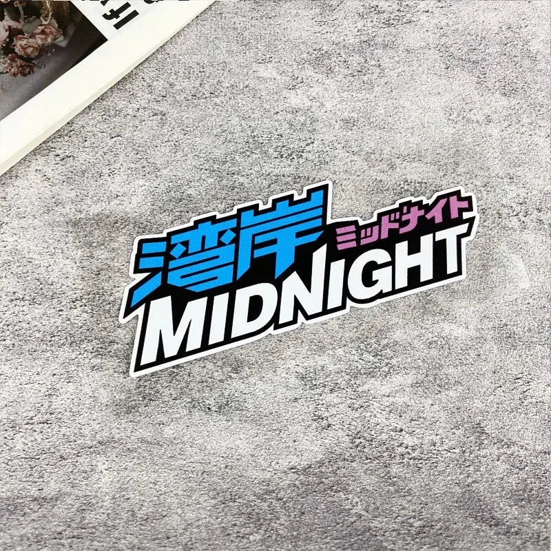 1PC MIDNIGHT JDM Laser Motorcycle Sticker Waterproof for Motorbike Front Fairing Side Panel Car Front Winddshield Vinyl Decal