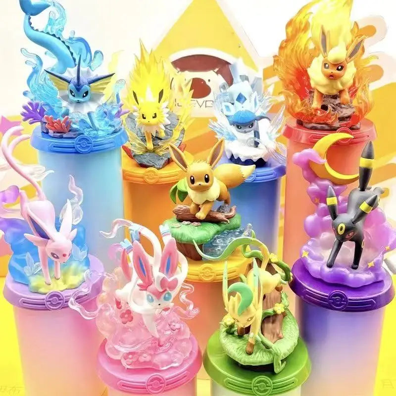 Anime Pokemon Funism Adventure Eevee Family Suit Blind Box Jolteon Sylveon Action Figure Collection Model Kids Toy Gift Replica