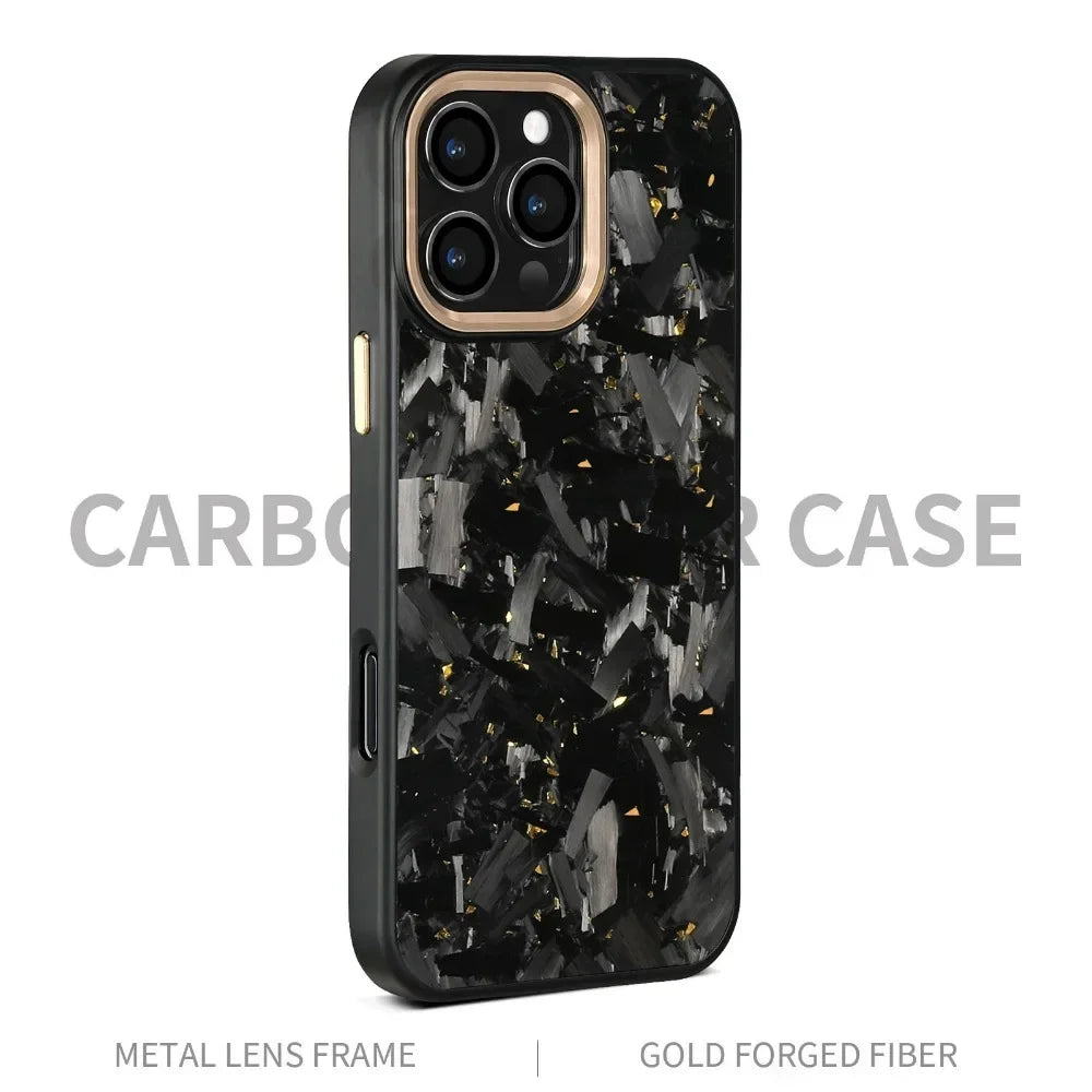 Real Carbon Fiber Armor100% Cover For IPhone 16Promax 15 Pro Max 14 13 12 11 Case Metal Frame Wireless Charge Forged Fiber Cover