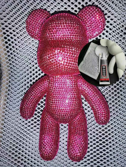 DIY Self-Adhesive Crystal Bear Figure Rhinestone Diamond Glitter Applique Bear Figurine Doll Toy Decoration Desk Accessories