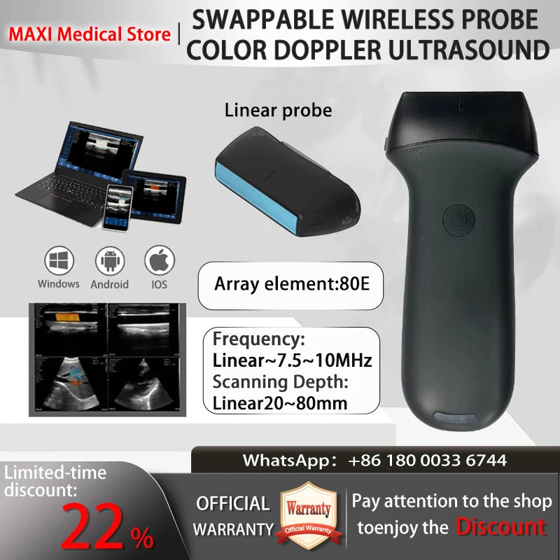 Portable WIFI Ultrasound Scanner Machine Wireless Ultrasound Probe Scanner Machine Support iOS Android Windows Free Suitcase