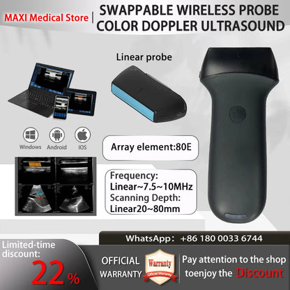 Portable WIFI Ultrasound Scanner Machine Wireless Ultrasound Probe Scanner Machine Support iOS Android Windows Free Suitcase