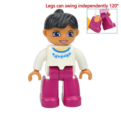 Figures Dolls Big Size Building Blocks Family Action Workers Doctor Police Farmer Compatible Large Bricks Duploes Kid Toys