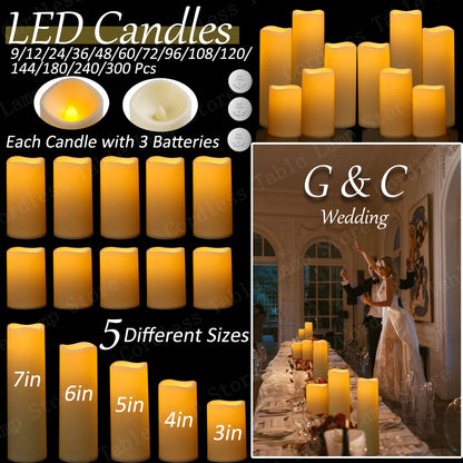 9-300Pcs Led Candles for Wedding Artificial Candle Concert Flameless Candle Battery Operated Pillar Candle for Table Centerpiece