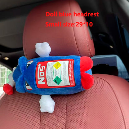 Car Seat NOS Headrest Pillow Universal Plush Neck Pillow Cushion Nos Bottle Stuffed Toys Soft JDM Cushion Gifts Car Interior