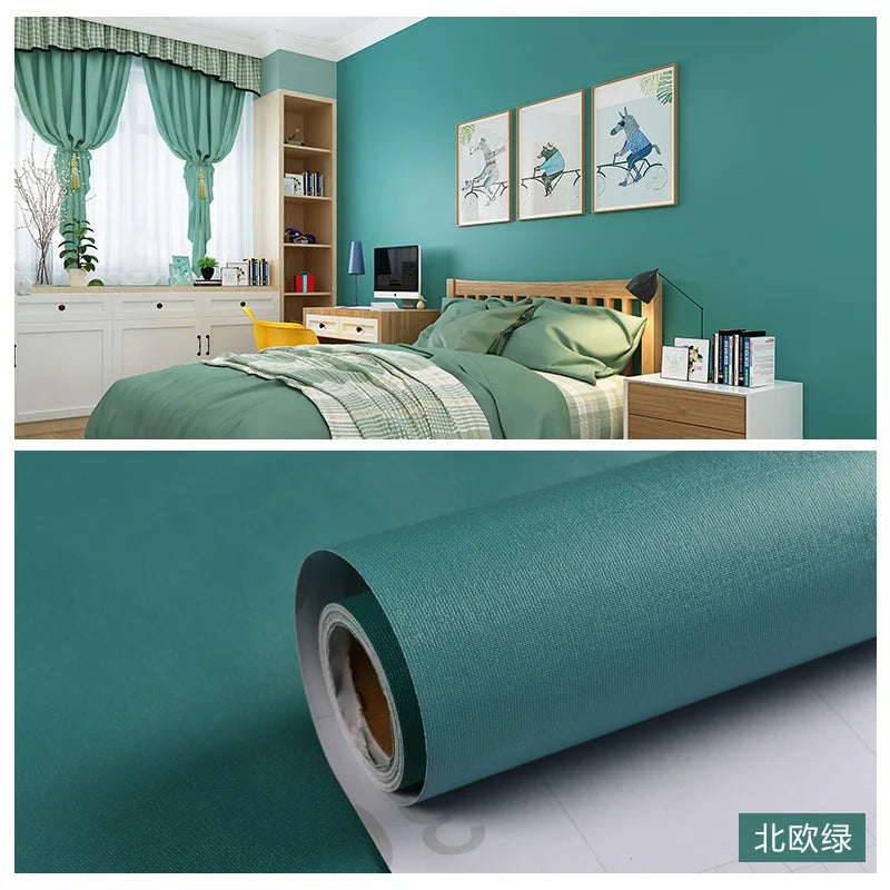 Macaron DIY Solid Color Stickers Self-adhesive Thickened Waterproof PVC Bedroom Dormitory Wardrobe Wall Renovation Wallpaper