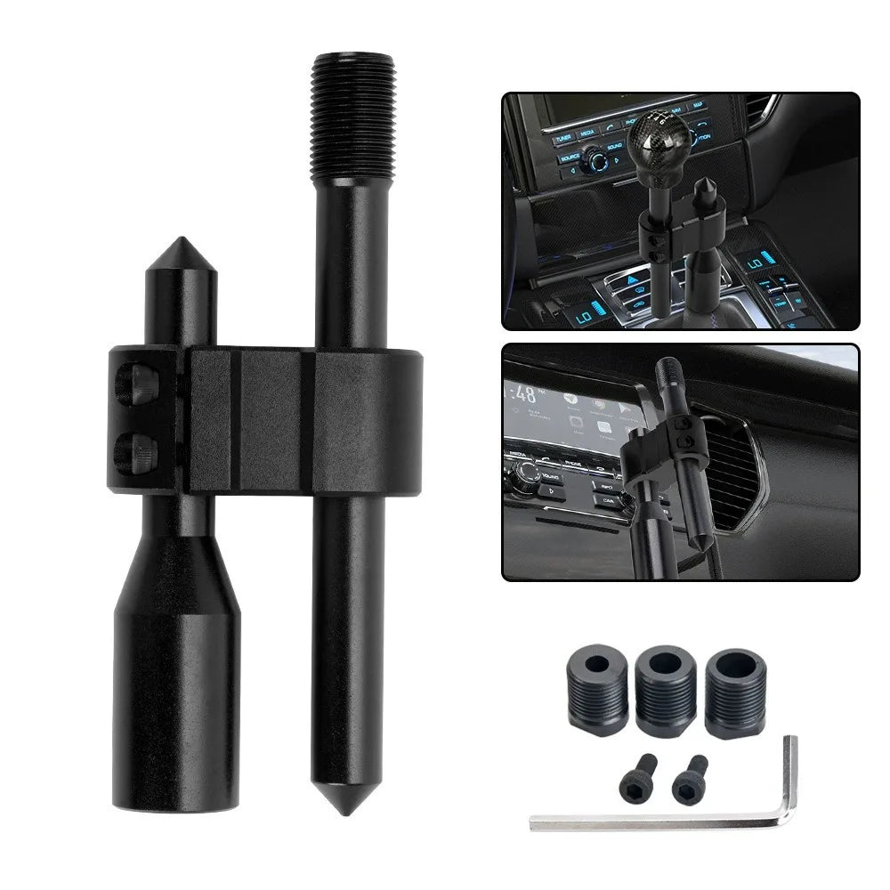 Car Aluminum H Type Gear Shift Knob Extension Adjustable Extender Shifter Lever Handle M18*1.5 M12*1.25 With Three Adapters