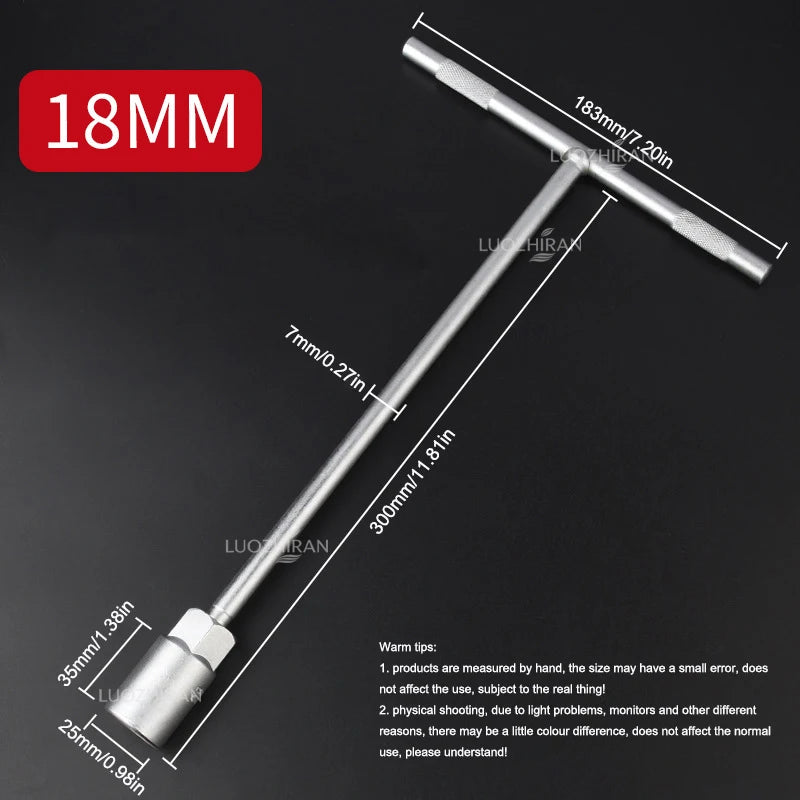 6-19mm T-Handle Socket Wrench Extended Hex Spanner Industrial Grade T-Shape Hand Tool for Car Bike Machinery Repair Household