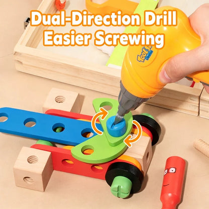 Educational Montessori Kids Toys Plastic Wooden Toolbox Pretend Play Set Children Nut Screw Assembly Simulation Carpenter Tool