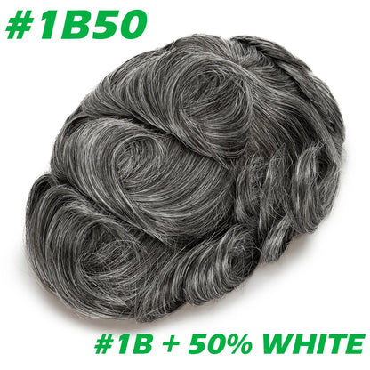 0.03mm Thin Skin Men's Wig 90% 100% Density Human Hair Men Toupee Capillary Prosthesis V Loop Natural Hairline for Hair Loss