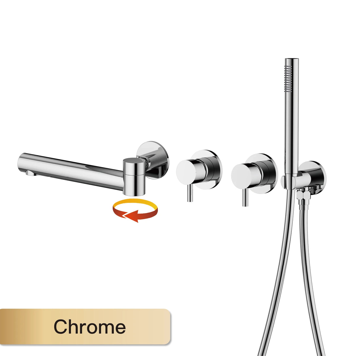 Simple Luxury Gun Gray Brass Bathroom Faucet with Wall Design and a Dual Handle Bathtub Mixer for Both Hot and Cold Water