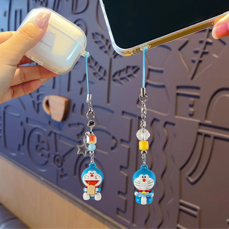 2PCS Hot Cartoon Doraemons Series Mobile Phone Chain Creativity Exquisite Cute Backpack Keychain Boys and Girls Gifts