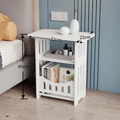 Modern Nordic Storage Side Table Small Coffee Table Bedside Cabinet Mini End Table Nightstand for Living Room Bedroom Furniture