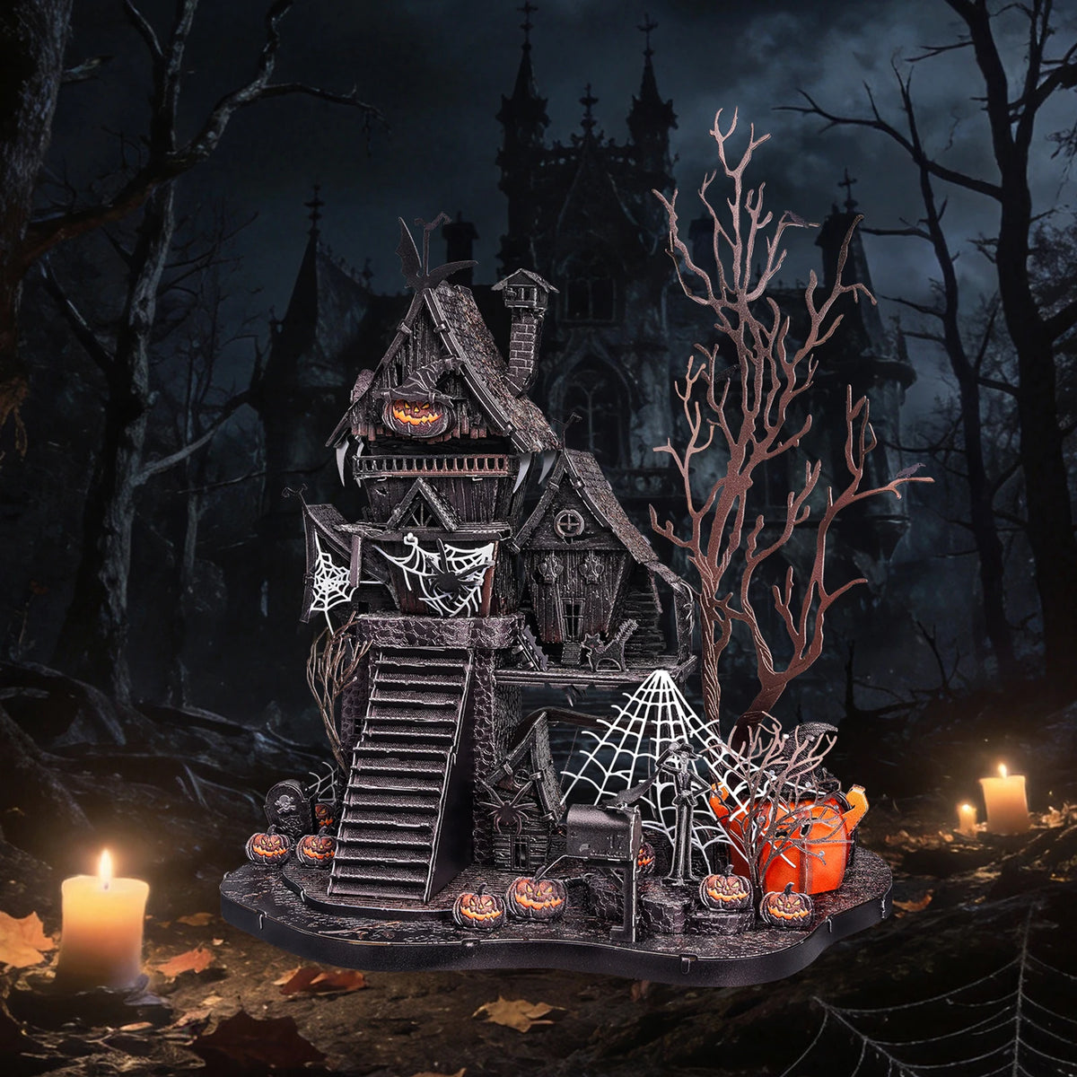 Piececool 3D Puzzles for Adult Shadowvale Manor Puzzles 3D Metal Model Kit Building Blocks for Halloween Decoration Best Gift