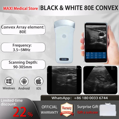 Portable WIFI Ultrasound Scanner Machine Wireless Ultrasound Probe Scanner Machine Support iOS Android Windows Free Suitcase