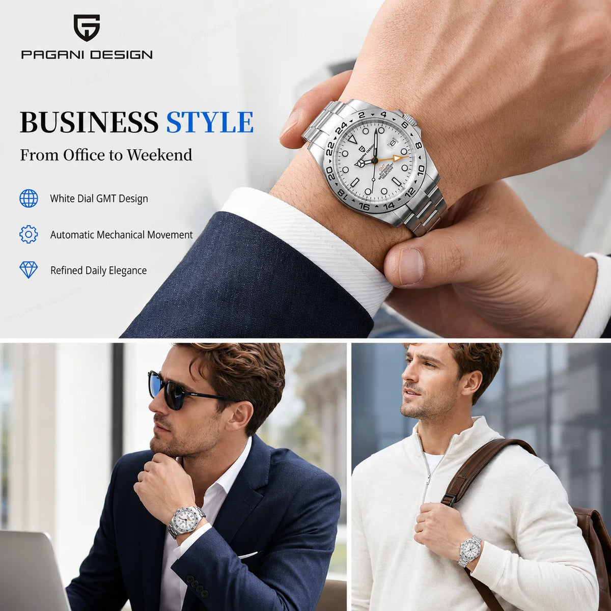 2026 PAGANI Design New Men's Automatic Mechanical Watches GMT Watch 42mm Sapphire Stainless Steel Waterproof Watch Reloj Hombre