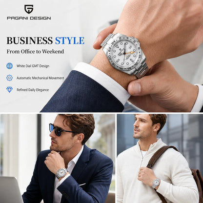 2026 PAGANI Design New Men's Automatic Mechanical Watches GMT Watch 42mm Sapphire Stainless Steel Waterproof Watch Reloj Hombre
