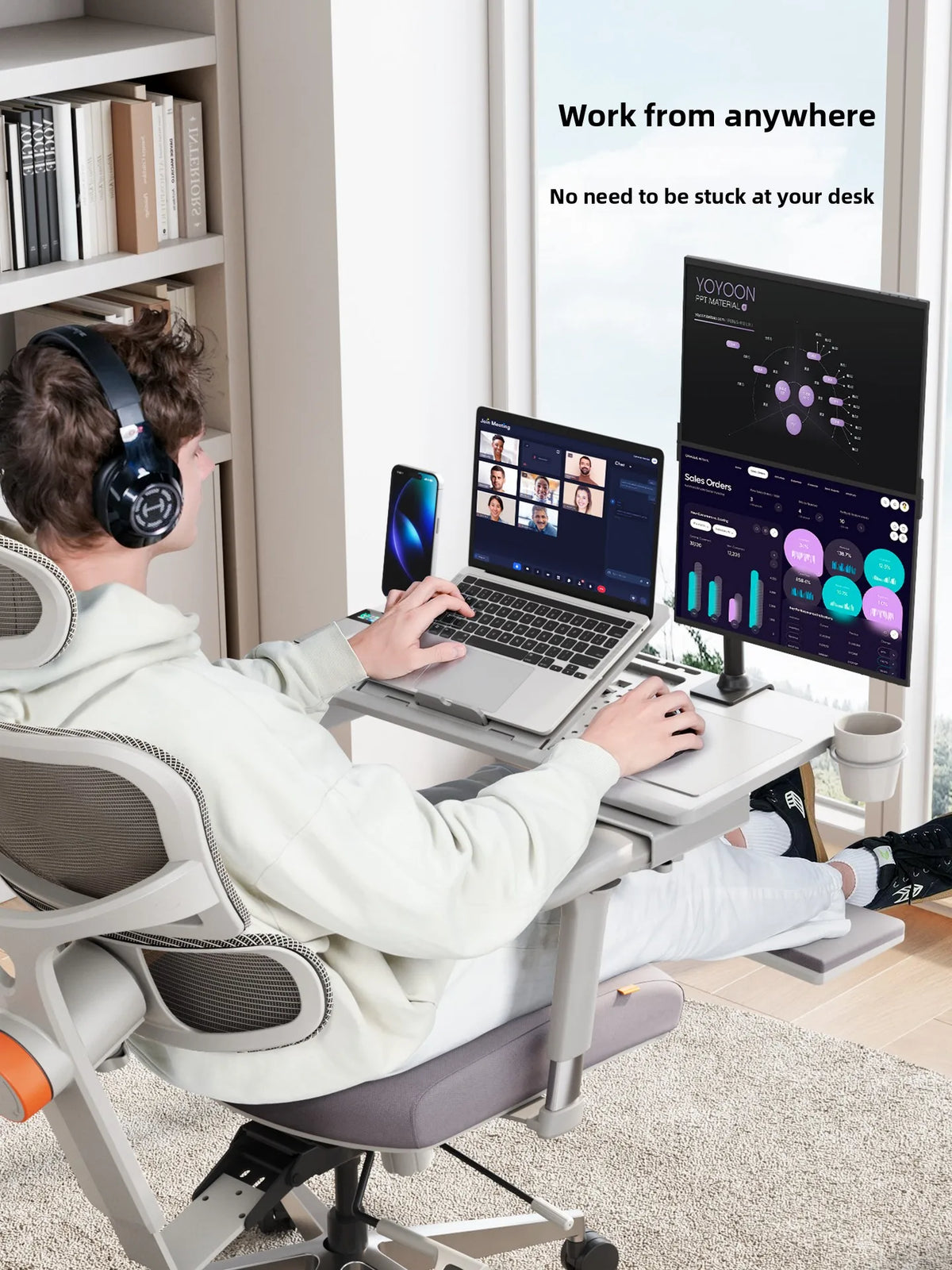 Ergonomic Chair Armrest Desk Attachment Foldable Laptop Table Mobile Office Workstation Accessory